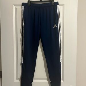 Adidas Navy and White Joggers with Tapered Fit